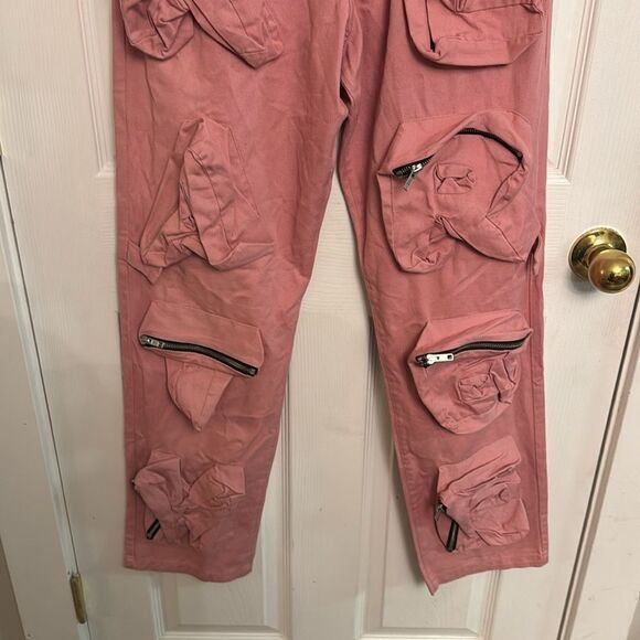 Dead Than Cool Pink 3D Patch Pocket Cargo Pants 100% Cotton Men's Size 32 - Picture 9 of 11